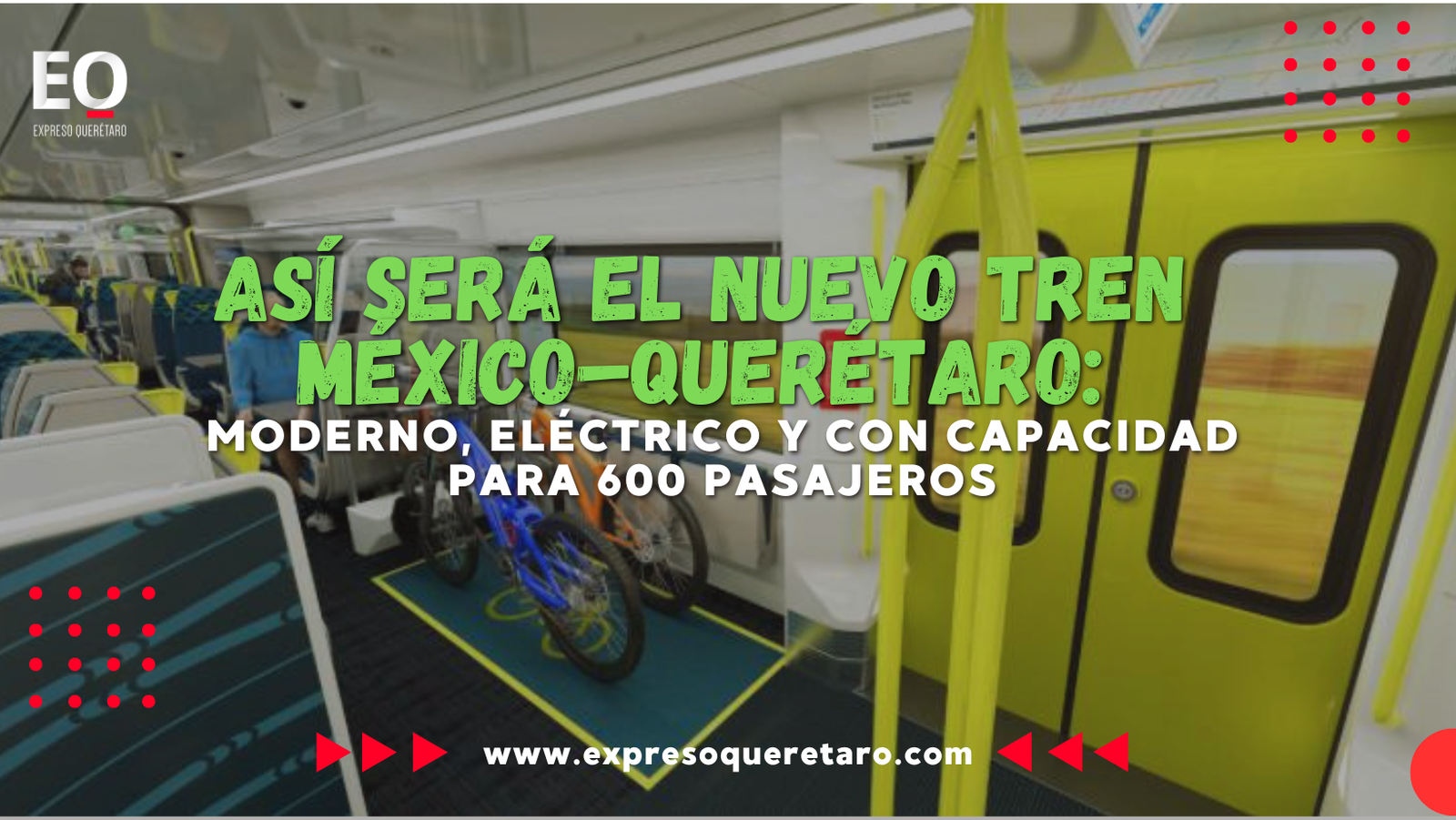 Así será el nuevo tren México–Querétaro: moderno, eléctrico y con capacidad para 600 pasajeros